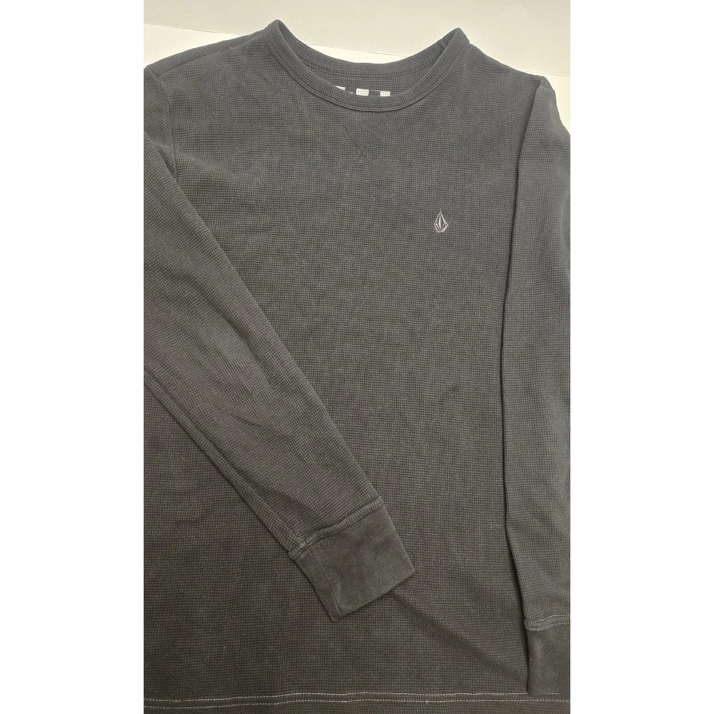 Y2K Volcom Thermal Waffle Knit Shirt Men's Large L Black Base Layer Long Sleeve